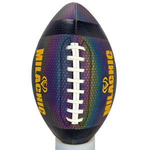 Custom Holographic Reflective Rugby Ball  Iridescent Hex Patter